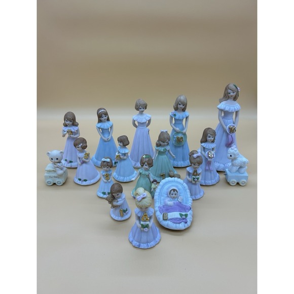 Enesco Other - Enesco Growing Up Girls Figurine Lot Partial Set w/ Baby Bear & Lamb READ Desc.